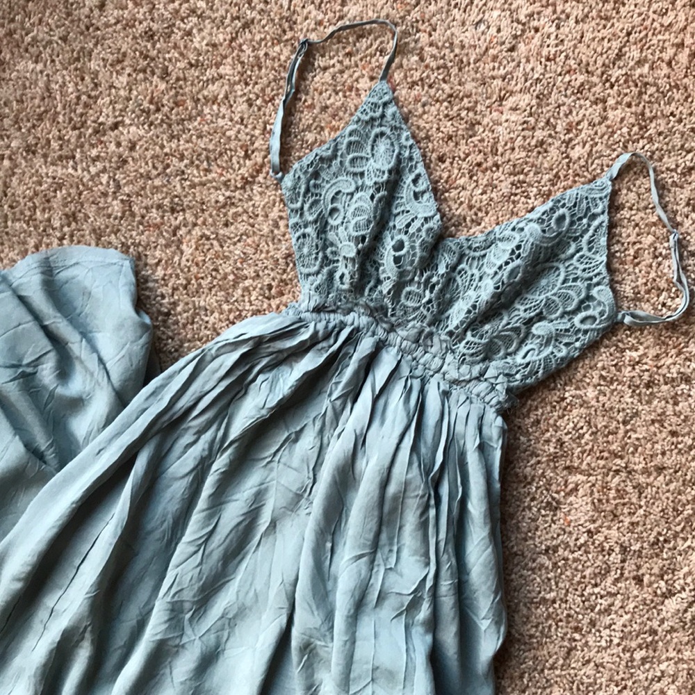 Fashion Nova Ancient Rome Backless Sage Maxi Dress